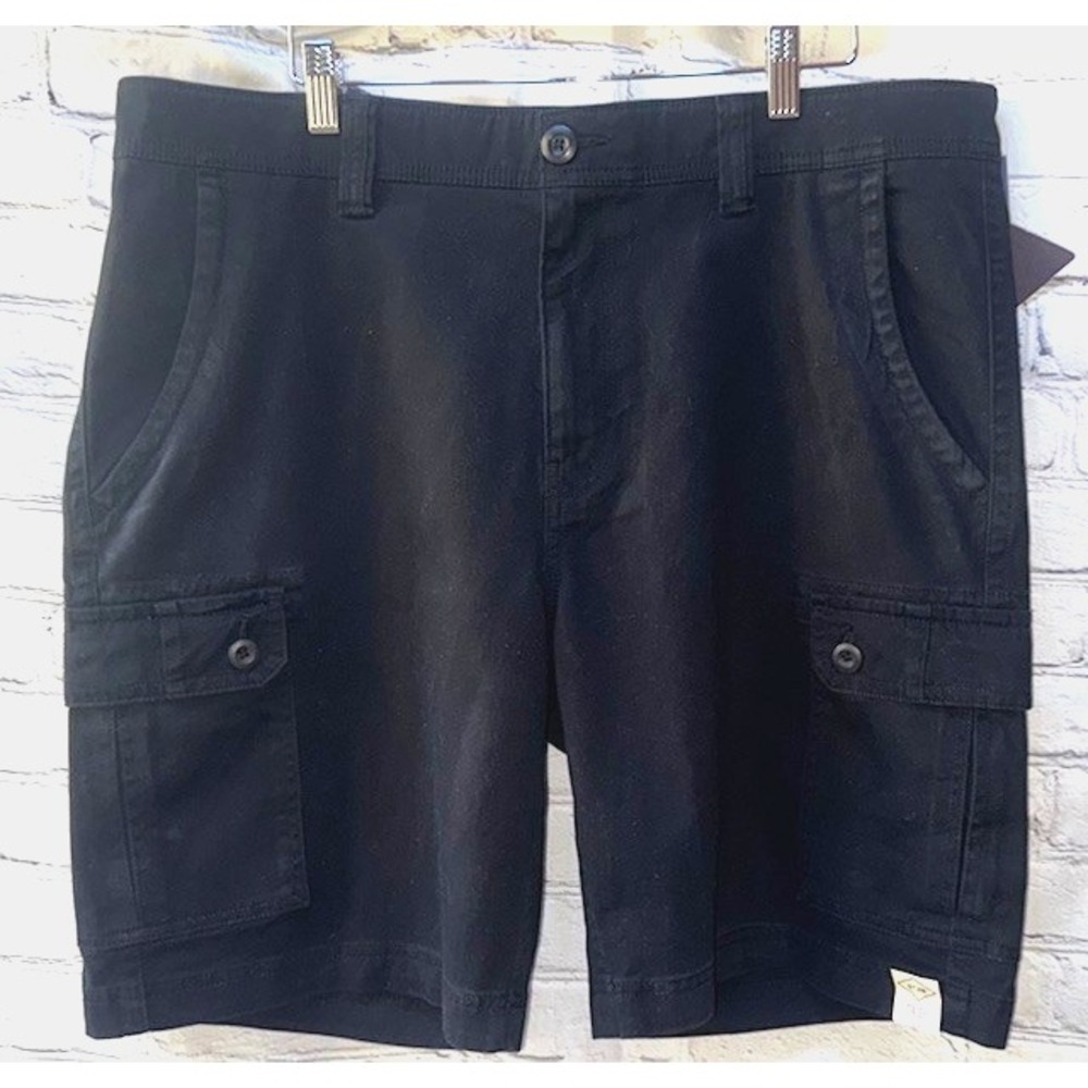 NEW St Johns Bay Comfort Stretch Chino Cargo Shorts Mens 38 Black Casual‎